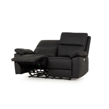 Gracey 2 Seater Leather Electric Recliner Sofa, Black