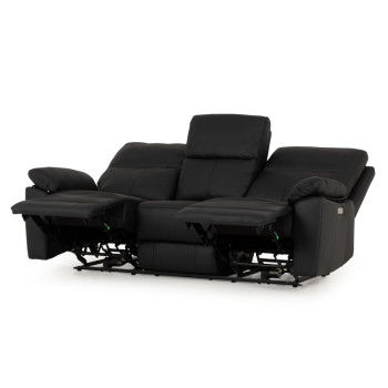 Gracey 3 Seater Leather Electric Recliner Sofa, Black