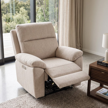 Gracey Fabric Electric Recliner Chair, Taupe