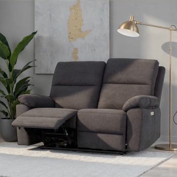 Gracey 2 Seater Fabric Electric Recliner Sofa, Charcoal