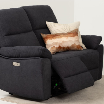 Gracey 2 Seater Fabric Electric Recliner Sofa, Charcoal