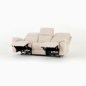 Gracey 3 Seater Fabric Electric Recliner Sofa, Taupe