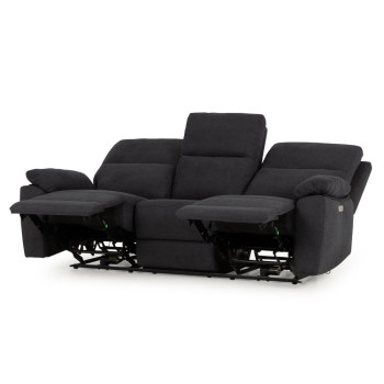 Gracey 3 Seater Fabric Electric Recliner Sofa, Charcoal