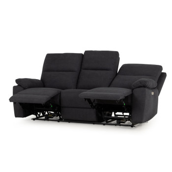 Gracey 3 Seater Fabric Electric Recliner Sofa, Charcoal