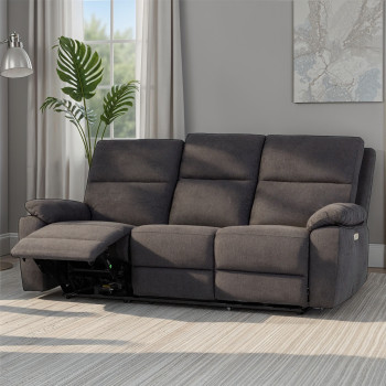 Gracey 3 Seater Fabric Electric Recliner Sofa, Charcoal