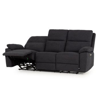 Gracey 3 Seater Fabric Electric Recliner Sofa, Charcoal