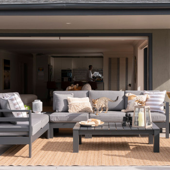 Venus Outdoor Modular Corner Table, Gunmetal