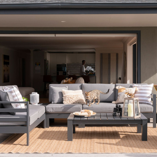 Venus Outdoor Modular Corner Table, Gunmetal