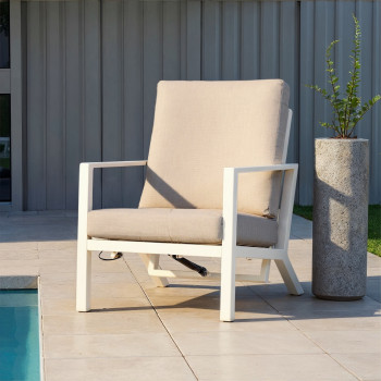 Venus Outdoor Single Recliner Chair, White