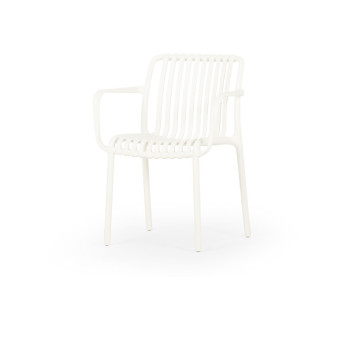 Horizon Outdoor Dining Chair With Arms, White