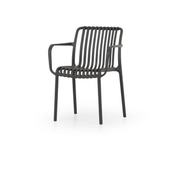 Horizon Outdoor Dining Chair With Arms, Gunmetal
