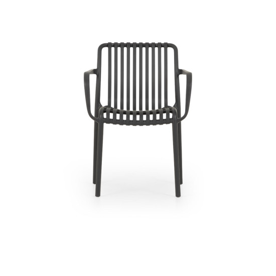 Horizon Outdoor Dining Chair With Arms, Gunmetal