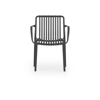 Horizon Outdoor Dining Chair With Arms, Gunmetal