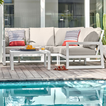 Delfi Outdoor Coffee Table, White