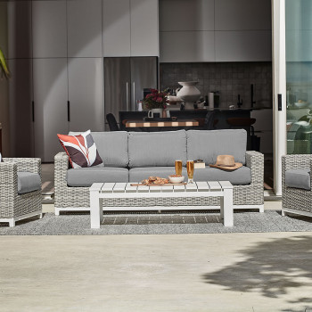Capri Outdoor 3 Seater, Grey/White