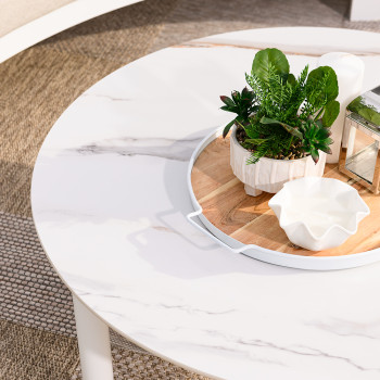 Noosa Outdoor Round Coffee Table, White