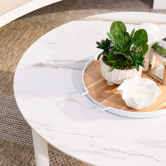 Noosa Outdoor Round Coffee Table, White