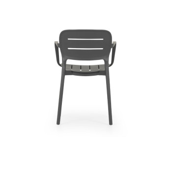Avery Outdoor Dining Chair with Arm, Gunmetal
