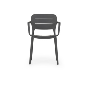 Avery Outdoor Dining Chair with Arm, Gunmetal