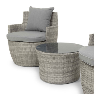 Capri Outdoor 3 Piece Balcony Set, Grey/White