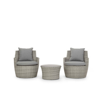 Capri Outdoor 3 Piece Balcony Set, Grey/White