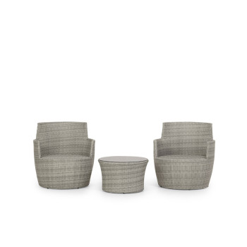Capri Outdoor 3 Piece Balcony Set, Grey/White