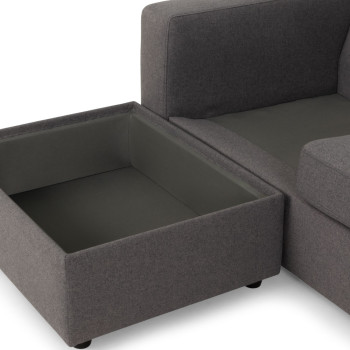 Brooke Chaise Sofa, Dark Grey