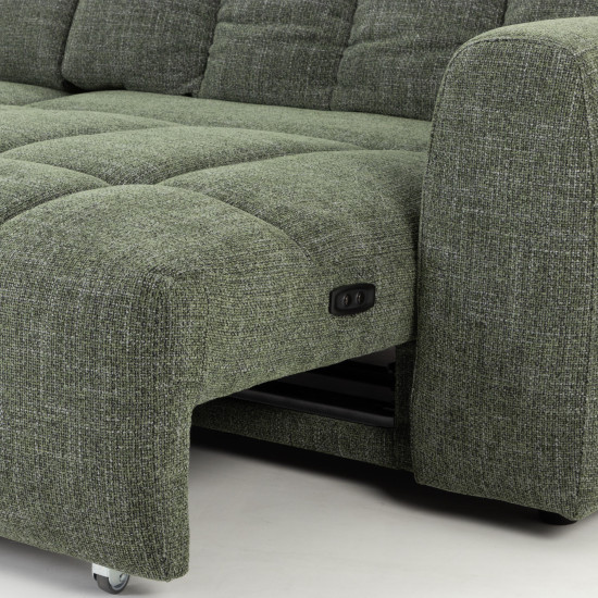 Verity Left Hand Facing Chaise Sofa Bed, Green