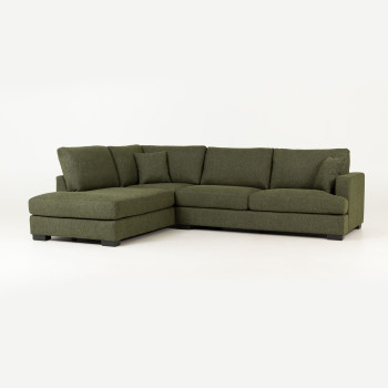Milana 4 Seater Corner Chaise Left Hand Facing, Green
