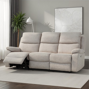 Kyle 3 Seater Electric Recliner, Light Grey
