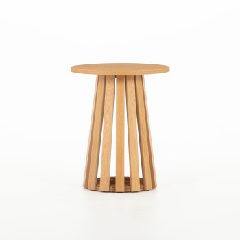 Ambrose Round Side Table KD, Wild Oak