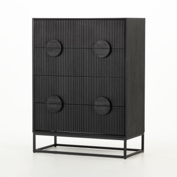 Anya 4 Drawer Tallboy, Black