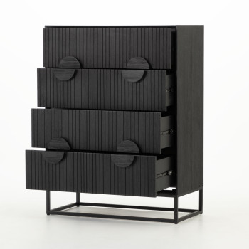 Anya 4 Drawer Tallboy, Black
