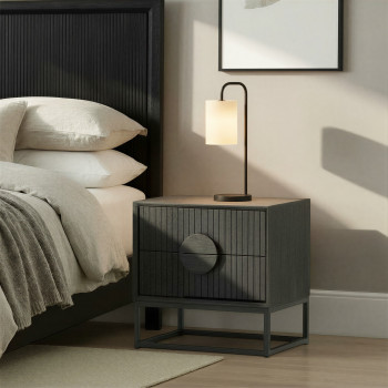 Anya 2 Drawer Bedside, Black