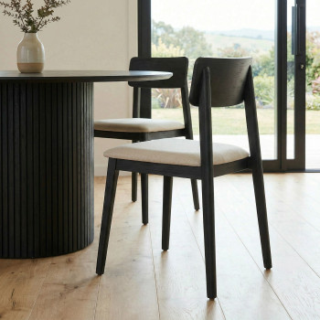 Anya Dining Chair With Fabric Seat, Black