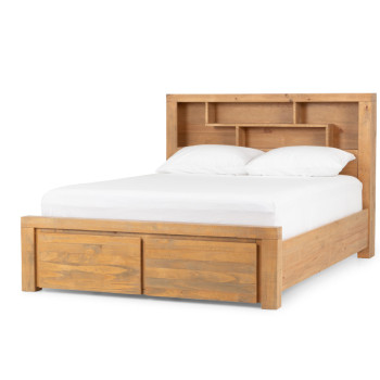 Sutton Queen Bed Frame with Drawers, Light
