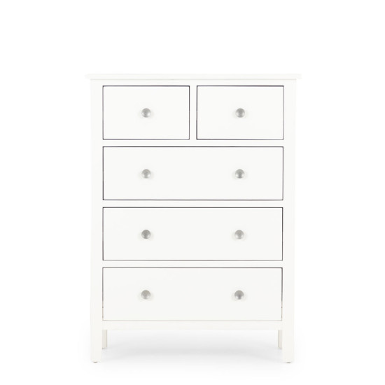 Chelsea 5 Drawer Tallboy, White
