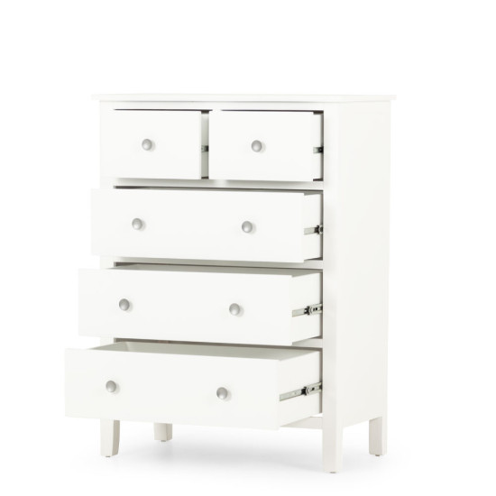 Chelsea 5 Drawer Tallboy, White