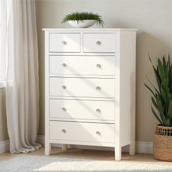 Chelsea 6 Drawer Tallboy, White