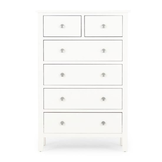 Chelsea 6 Drawer Tallboy, White