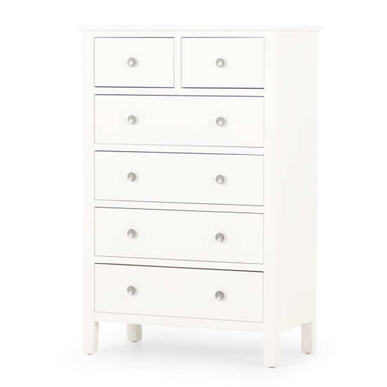 Chelsea 6 Drawer Tallboy, White