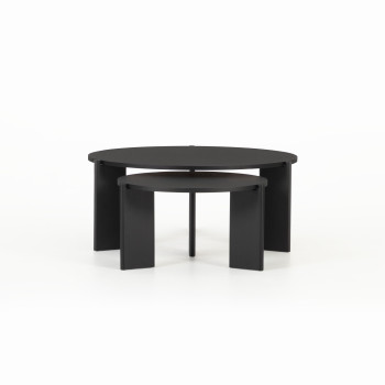 Ash Set of 2 Round Coffee Tables, Black
