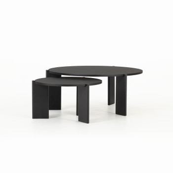 Ash Set of 2 Round Coffee Tables, Black