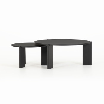 Ash Set of 2 Round Coffee Tables, Black