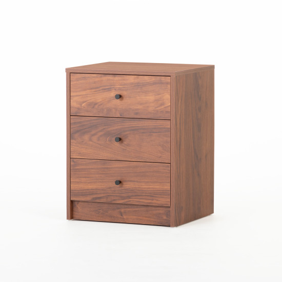 Elliot 3 Drawer Bedside, Walnut