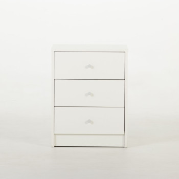 Elliot 3 Drawer Bedside, White