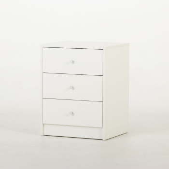 Elliot 3 Drawer Bedside, White