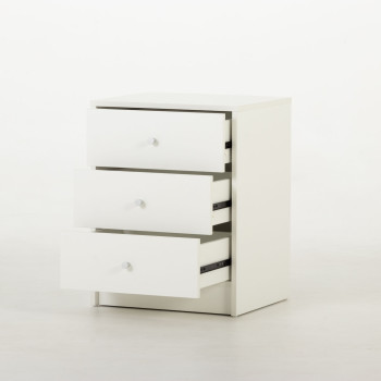 Elliot 3 Drawer Bedside, White