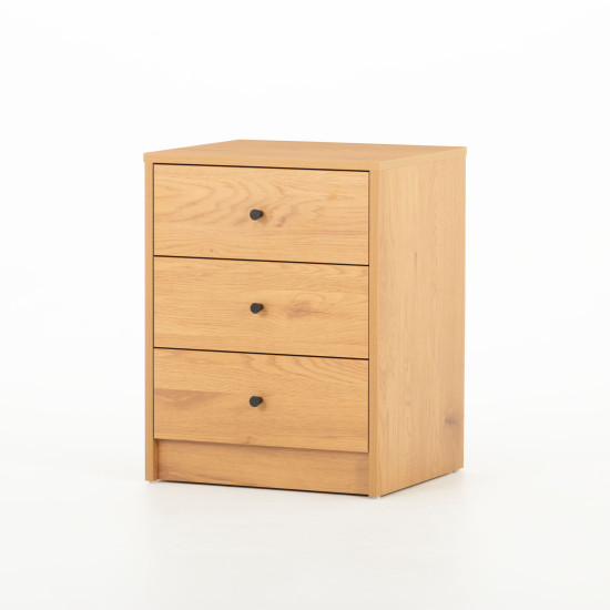 Elliot 3 Drawer Bedside, Wild Oak