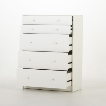 Elliot 7 Drawer Tallboy, White